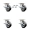 Service Caster 5 Inch Kingpinless Rubber on Aluminum Wheel Caster Set Brake and Swivel Lock SCC SCC-KP30S520-RAR-SLB-BSL-4 - alternate 1